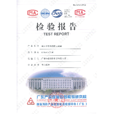 DFB-10-C2.00 10mm高硼硅防火玻璃 報告（廣東恒保安防）