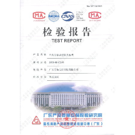 DFB-08-C2.00 08mm高硼硅防火玻璃 報告（廣東恒保安防）