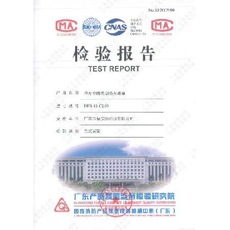 DFB-12-C2.00 12mm高硼硅防火玻璃 報(bào)告（廣東恒保安防）